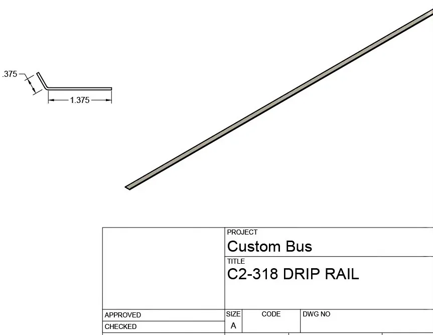 C2-318 C2 Body Drip Rail Above Emergency Door - Thomas replacement part #C2-318